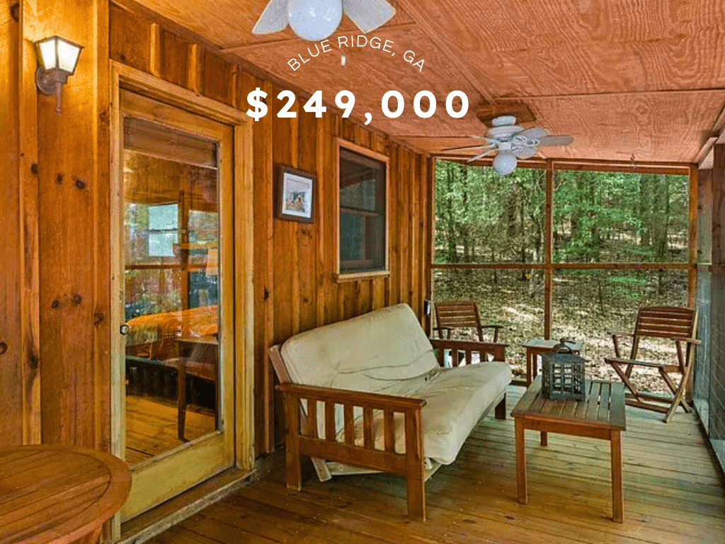 Cabin Retreat with Creek Access in Blue Ridge, GA – $249,000