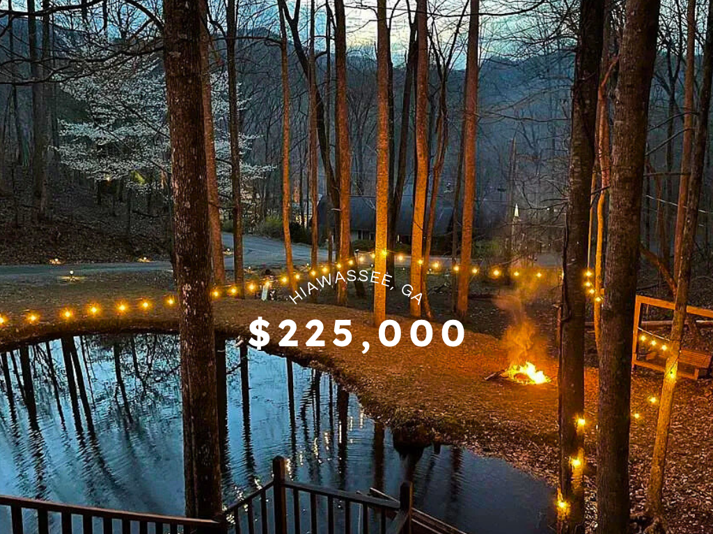 Peaceful Mountain Retreat with Creek-Fed Pond in Hiawassee, GA – $225,000