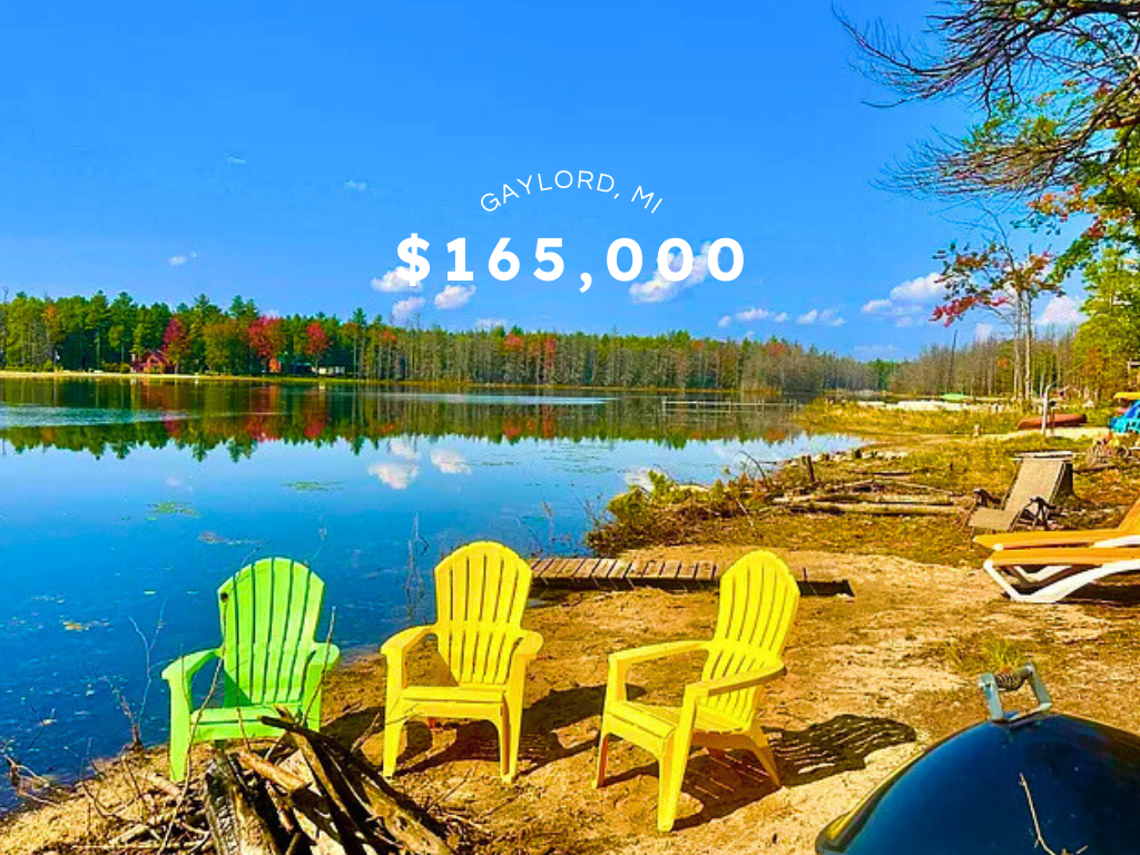 Cozy Lakefront Cabin in Gaylord, MI – $165,000